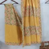 Yellow Hakoba and Beige on floral work Cotton Fusion saree