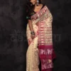 Off White & Majenta Jalbondi Silk Dhakai jamdani Handloom Saree