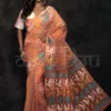 Orange on multicolor Butta n border Jalbondi Silk Dhakai jamdani Handloom Saree