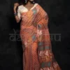 Orange on multicolor Butta n border Jalbondi Silk Dhakai jamdani Handloom Saree