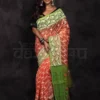 Orange on Green border Jalbondi Silk Dhakai jamdani Handloom Tribal Motif Saree