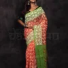 Orange on Green border Jalbondi Silk Dhakai jamdani Handloom Tribal Motif Saree