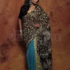 Black and blue patli pallu Pure Cotton Kalamkari jamdani saree