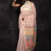 White on Multicolor Jalbondi Silk Dhakai jamdani Handloom Tribal Motif Saree
