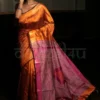 Orange and Majenta Bhagalpur Handloom on Tussar Gicha saree