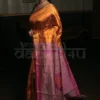 Orange and Majenta Bhagalpur Handloom on Tussar Gicha saree