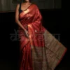 Brick Red Bhagalpur Handloom on Tussar Gicha saree