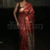 Brick Red Bhagalpur Handloom on Tussar Gicha saree