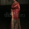 Brick Red Bhagalpur Handloom on Tussar Gicha saree