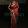 Brick Red Bhagalpur Handloom on Tussar Gicha saree