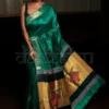 Green on Golden Zari border Bhagalpur Handloom on Tussar Gicha saree