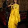 Yellow self work Handloom Silk Dhakai Jamdani Saree