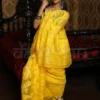 Yellow self work Handloom Silk Dhakai Jamdani Saree