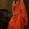 Nude Orange self work Jamdani Saree