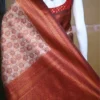 Copper color with Maroon border kanjivaram work on Satin Silk Saree