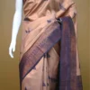 Copper color with blue border kanjivaram work on Satin Silk Saree