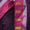 Chocolate color with maroon border kanjivaram work on Satin Silk Saree