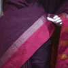Chocolate color with maroon border kanjivaram work on Satin Silk Saree