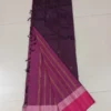 Chocolate color with maroon border kanjivaram work on Satin Silk Saree