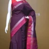 Chocolate color with maroon border kanjivaram work on Satin Silk Saree