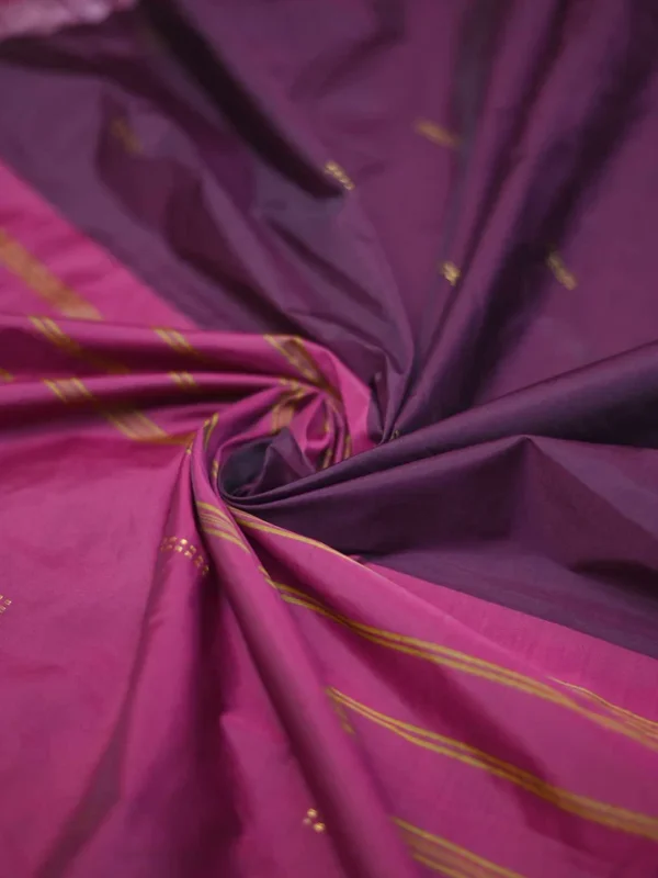 Chocolate color with maroon border kanjivaram work on Satin Silk Saree