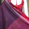 Chocolate color with maroon border kanjivaram work on Satin Silk Saree