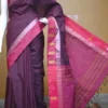 Chocolate color with maroon border kanjivaram work on Satin Silk Saree