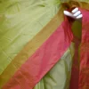 Light green color with red border kanjivaram work on Satin Silk Saree
