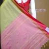 Light green color with red border kanjivaram work on Satin Silk Saree