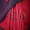 Red color with blue border kanjivaram work on Satin Silk Saree