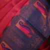 Red color with blue border kanjivaram work on Satin Silk Saree