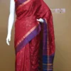 Maroon color with blue border kanjivaram work on Satin Silk Saree