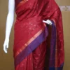 Maroon color with blue border kanjivaram work on Satin Silk Saree