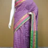Purple color with green border kanjivaram work on Satin Silk Saree
