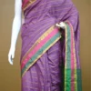 Purple color with green border kanjivaram work on Satin Silk Saree