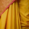 Yellow color with pink border kanjivaram work on Satin Silk Saree