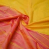 Yellow color with pink border kanjivaram work on Satin Silk Saree