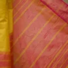 Yellow color with pink border kanjivaram work on Satin Silk Saree