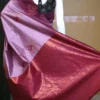 Copper color with maroon border kanjivaram work on Satin Silk Saree