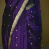 Ultraviolet Assam silk Gold Zari, Resham weaved Border & Anchal Saree