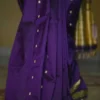 Ultraviolet Assam silk Gold Zari, Resham weaved Border & Anchal Saree