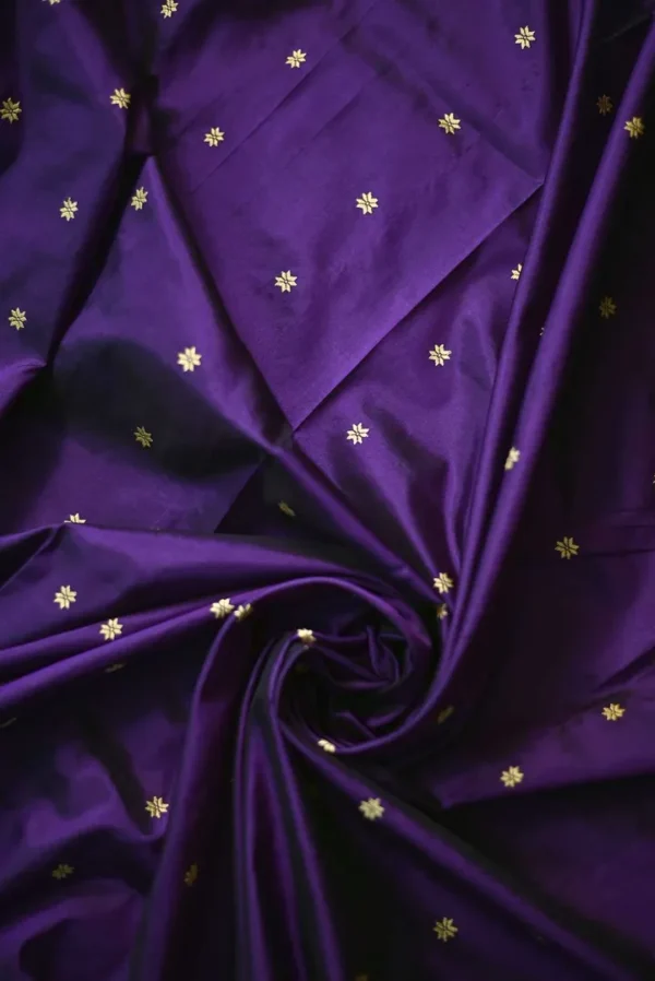 Ultraviolet Assam silk Gold Zari, Resham weaved Border & Anchal Saree