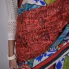 Red with Black print 3D Kantha stitch work Bishnupuri Kattan silk saree