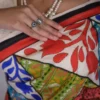 Red with Black print 3D Kantha stitch work Bishnupuri Kattan silk saree