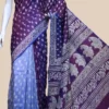 Blue on White Hand Block Printed Bishnupuri Kattan Silk saree