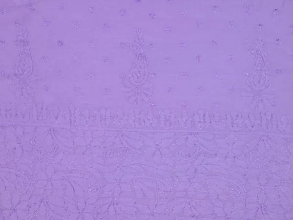 Lilac Crushed cotton Saree with Chikankari work