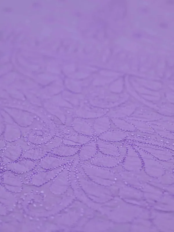 Lilac Crushed cotton Saree with Chikankari work