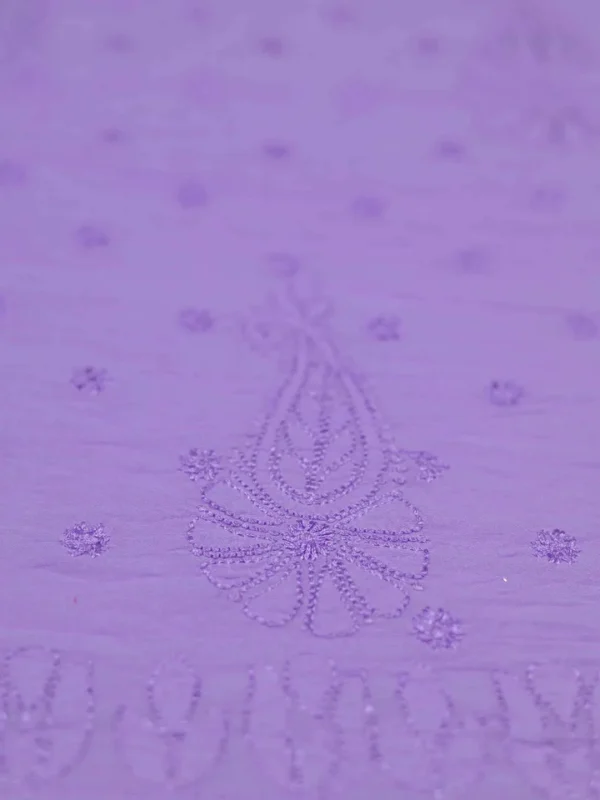 Lilac Crushed cotton Saree with Chikankari work