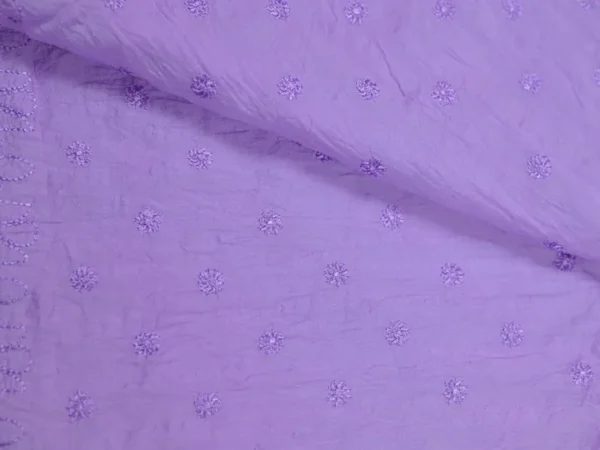 Lilac Crushed cotton Saree with Chikankari work