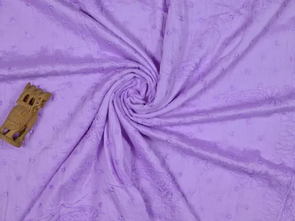 Lilac Crushed cotton Saree with Chikankari work